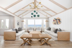 The living in the Ocean View Three Bedroom Cottage at Gurney's Montauk Resort