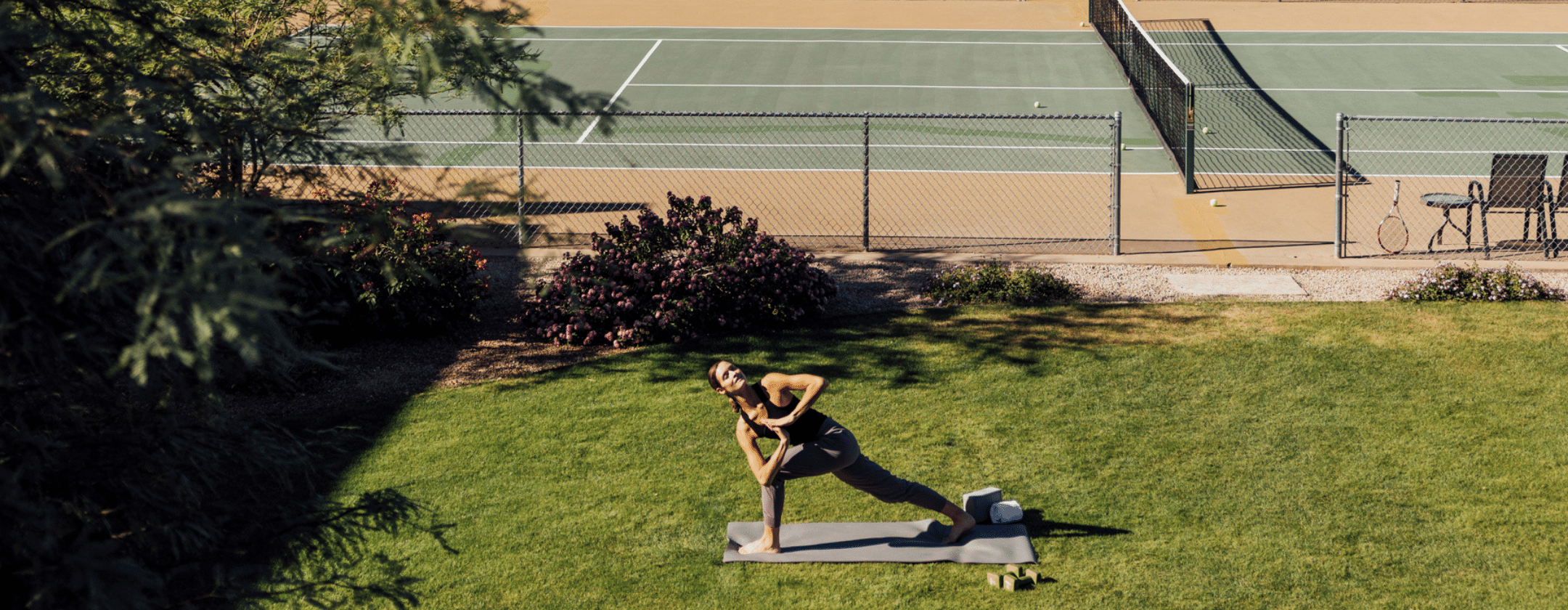 yoga and tennis courts