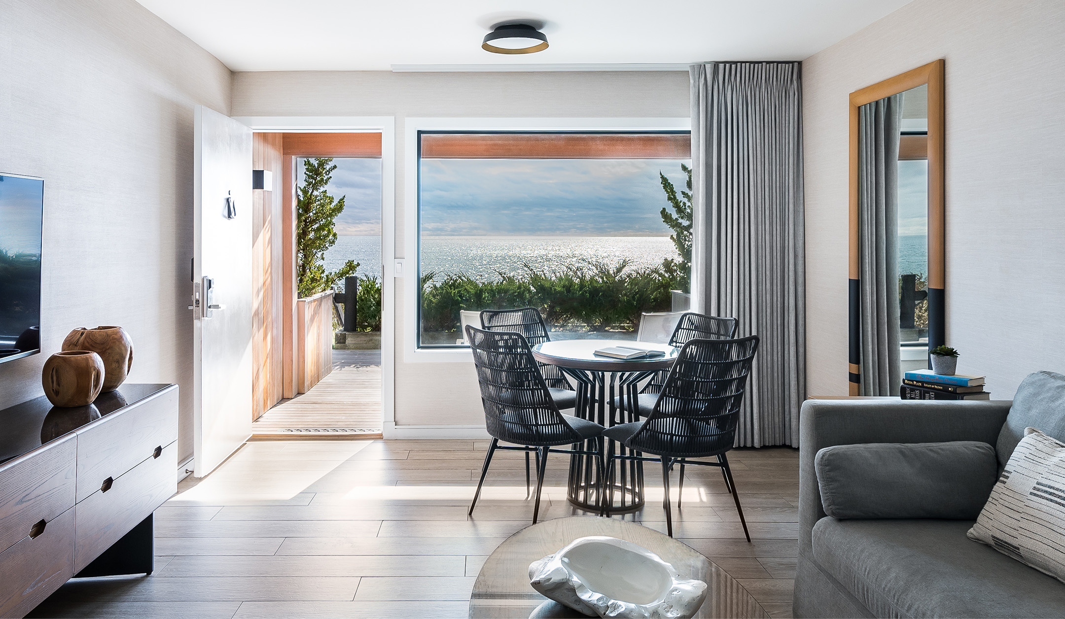 The entryway of the One Bedroom Oceanfront Suite at Gurney's Montauk Resort