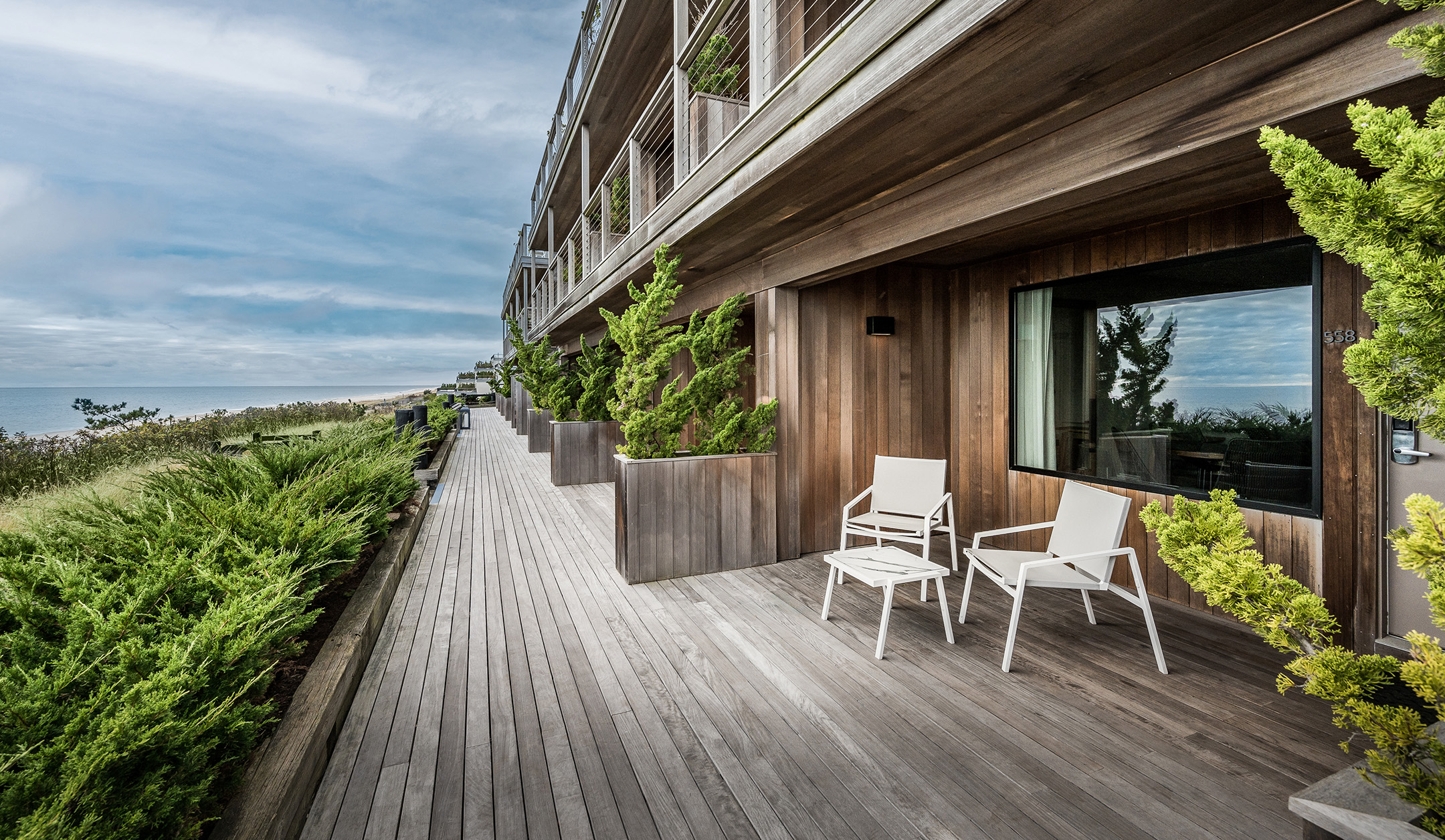 The exterior of the One Bedroom Oceanfront Suite at Gurney's Montauk Resort