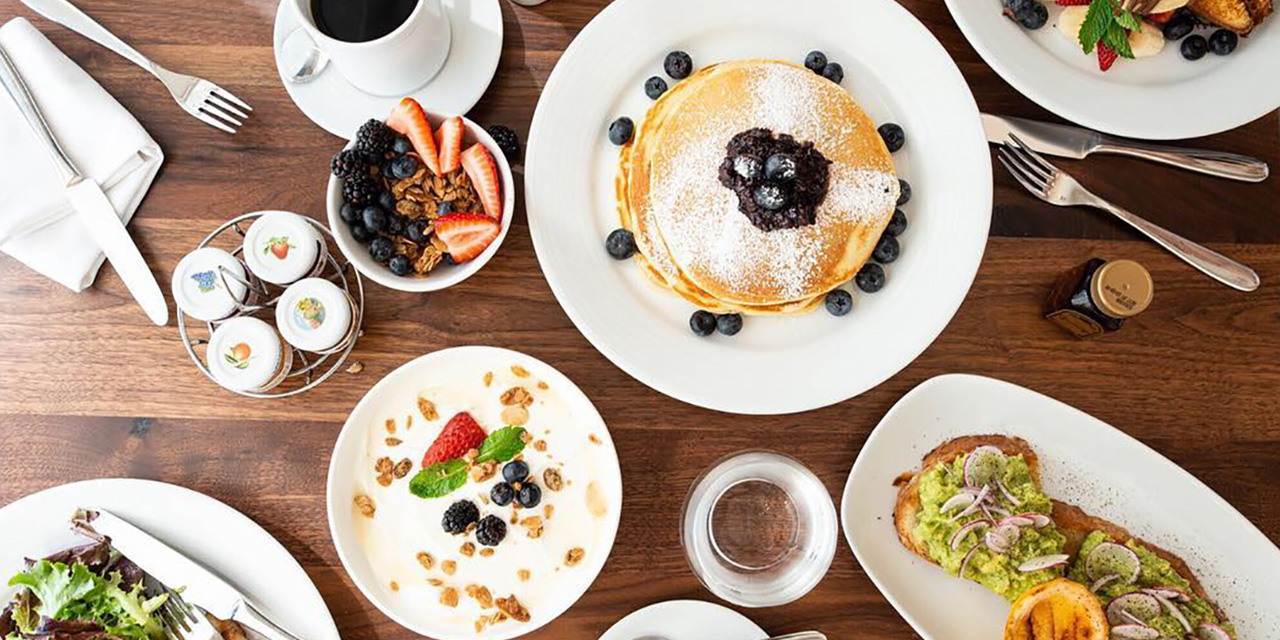 Assorted breakfast entrees at Tillie's, a restaurant at Gurney's Montauk Resort