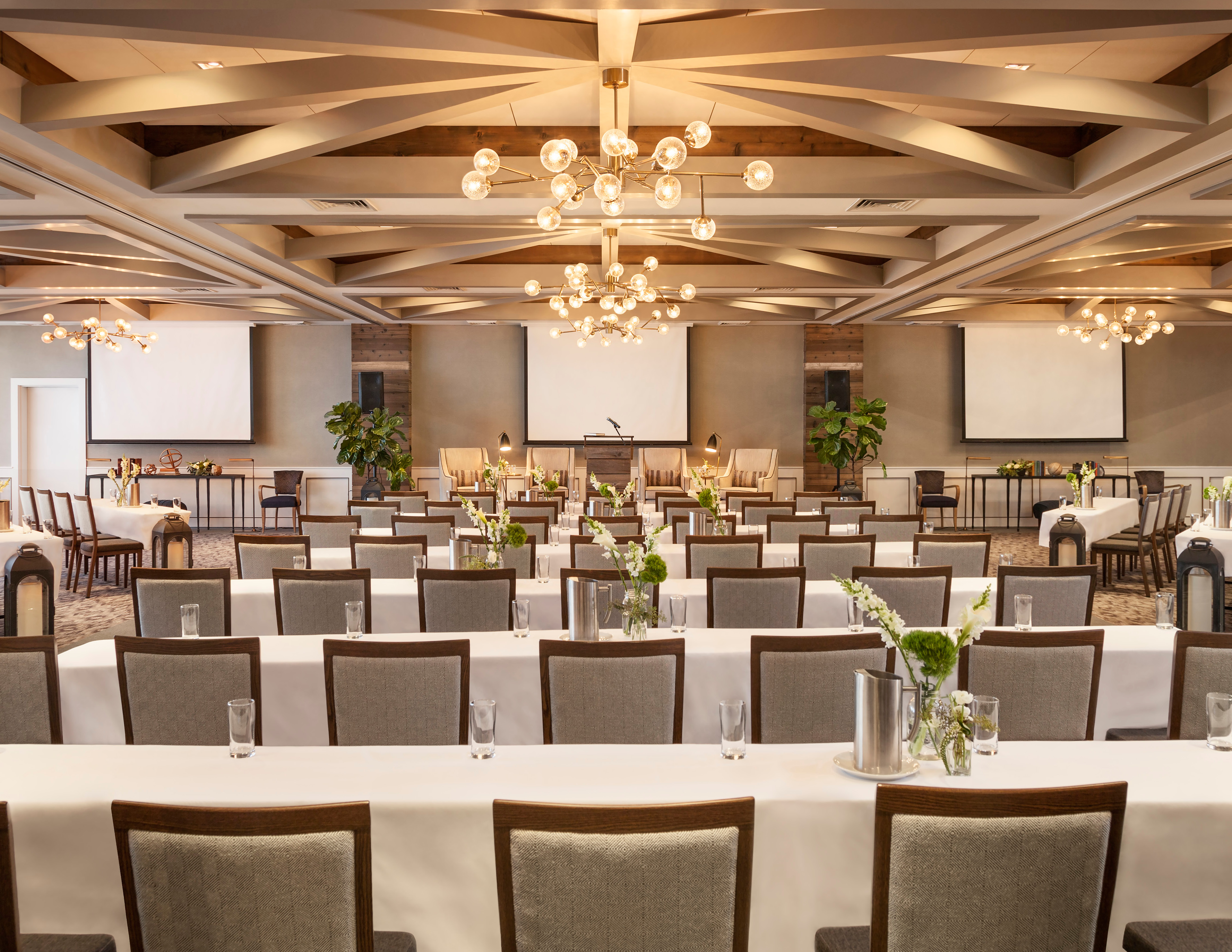 meeting space with tables and chairs 