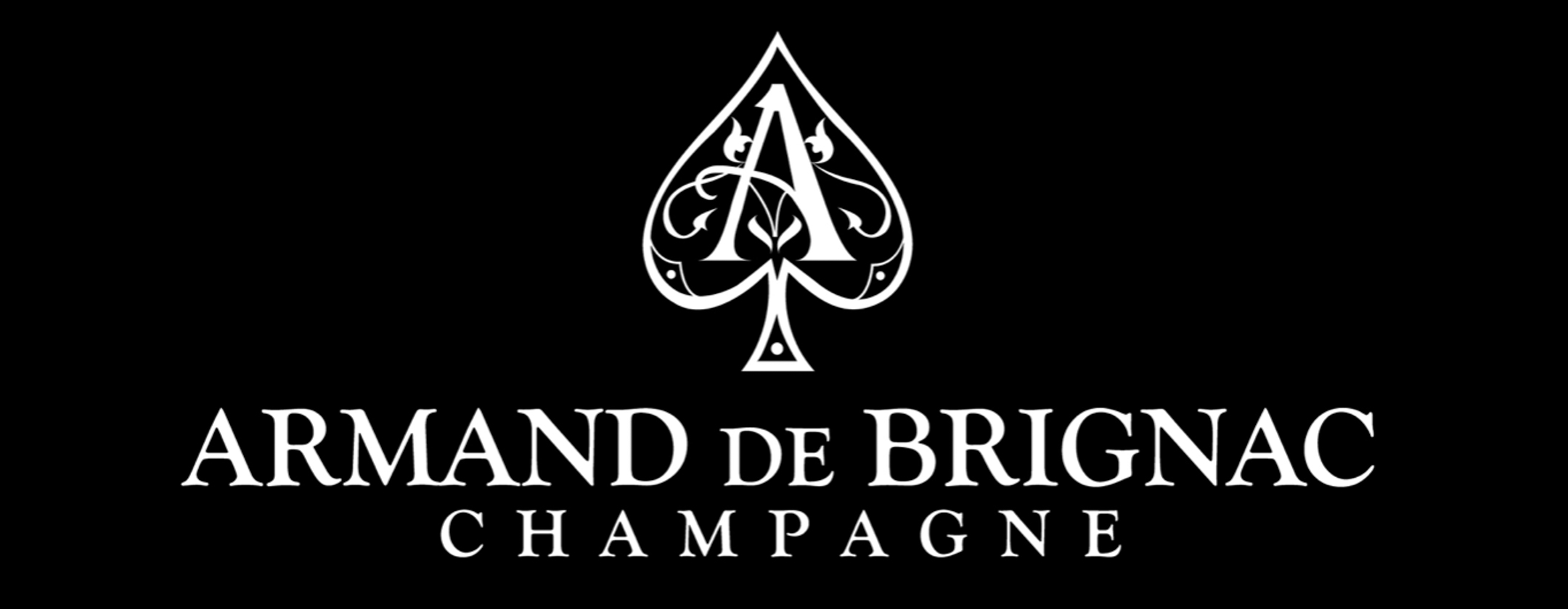 Armand de Brignac Champagne logo against black background. 