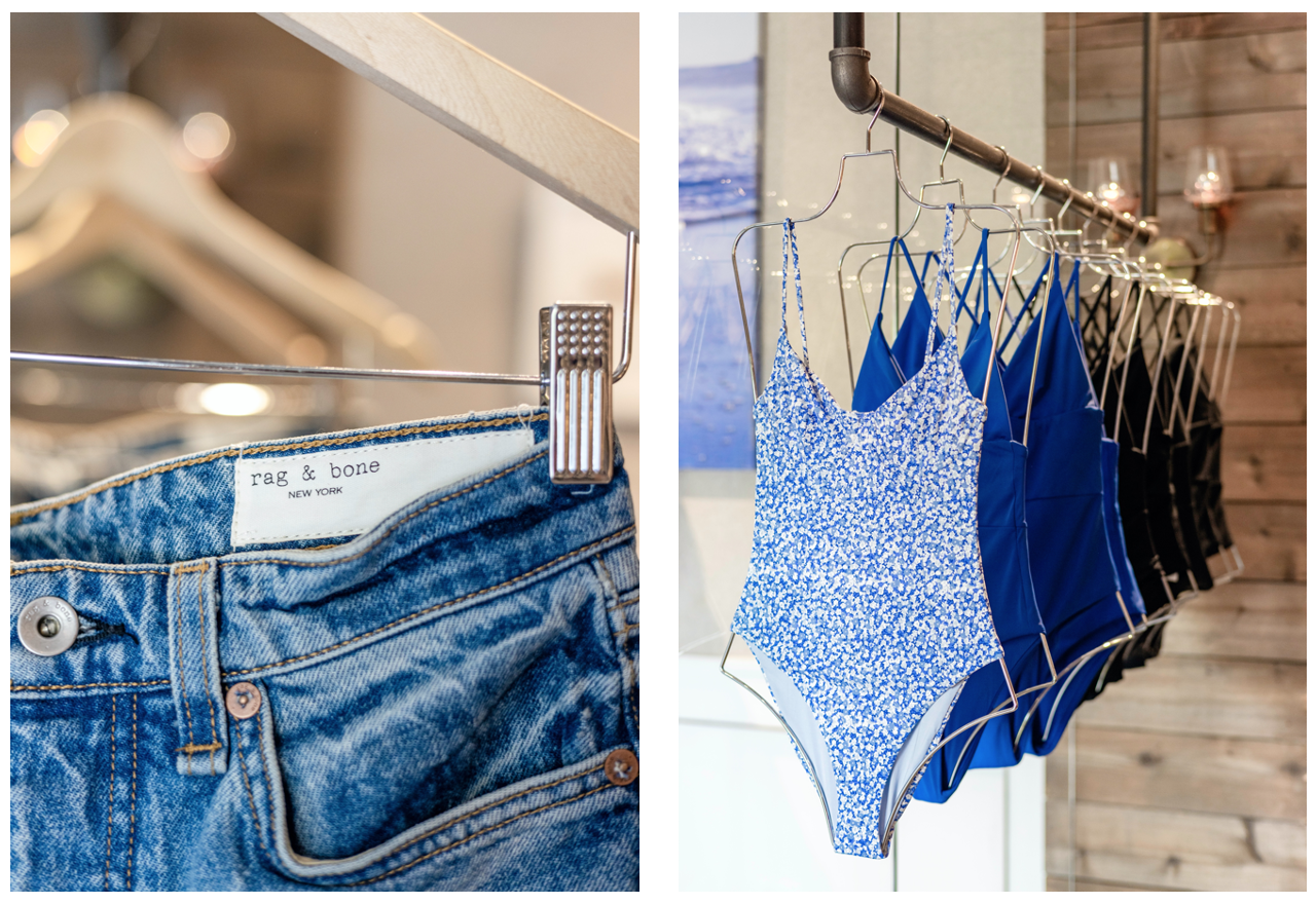 Rag & Bone jeans and a selection of woman's bathing suits.