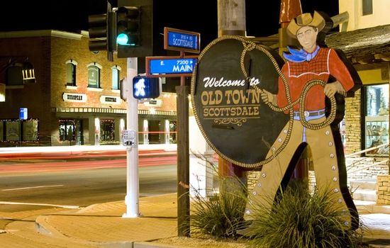 Old Town Scottsdale at night.