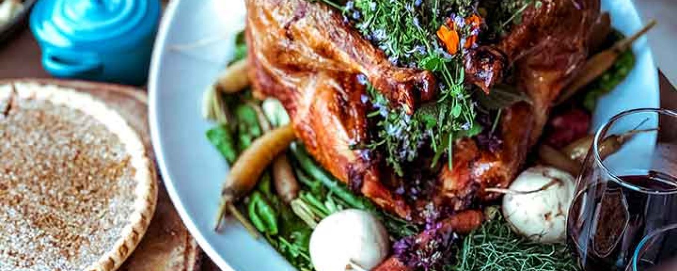 Turkey Dinner with Red Wine and Pie