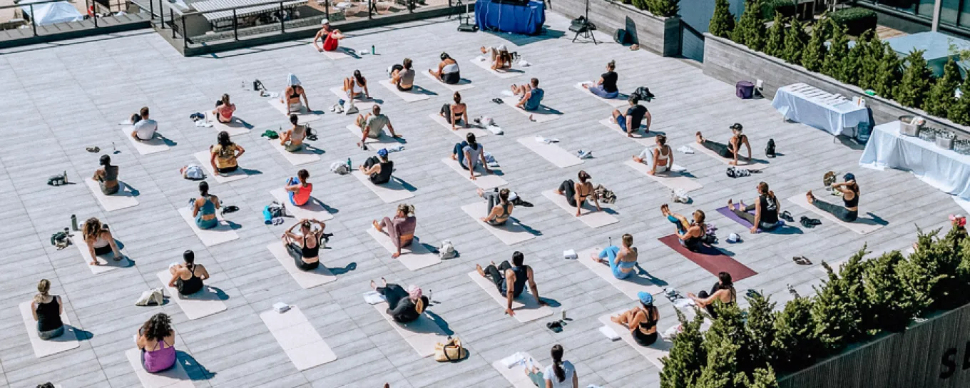 outdoor fitness class on roof