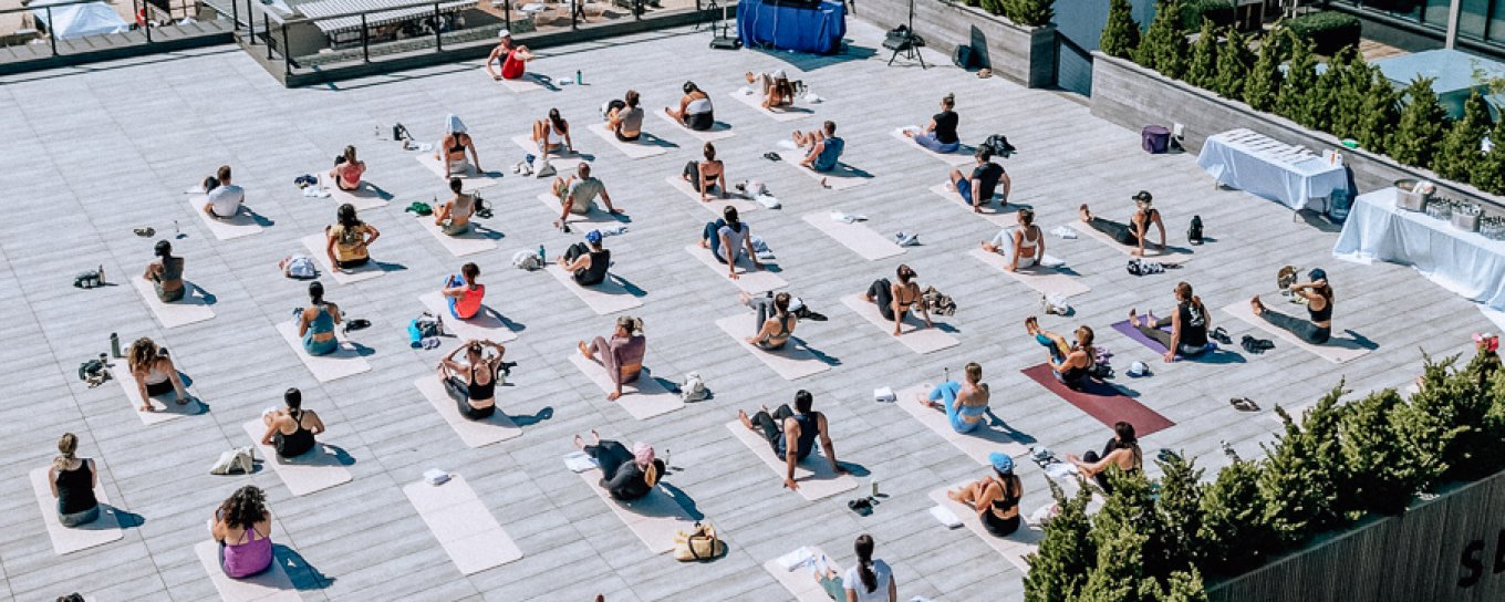 outdoor fitness class on roof