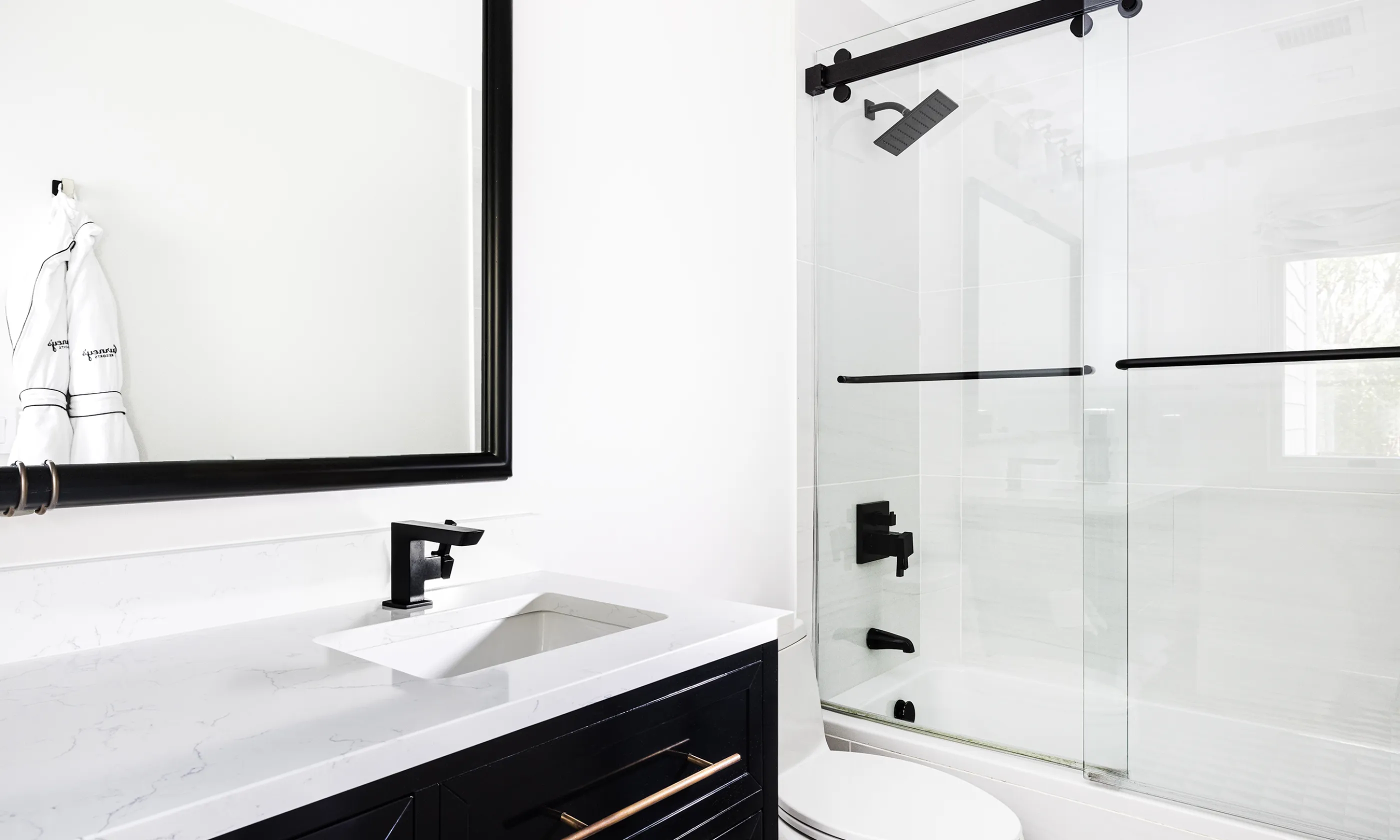 The second of three bathrooms in the Ocean View Three Bedroom Cottage at Gurney's Montauk Resort