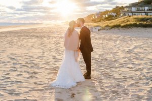 Bride and groom on the beach