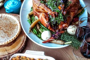 Turkey Dinner with Red Wine and Pie