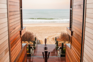 A view of the beach from the stairwell of Gurney's Montauk Resort