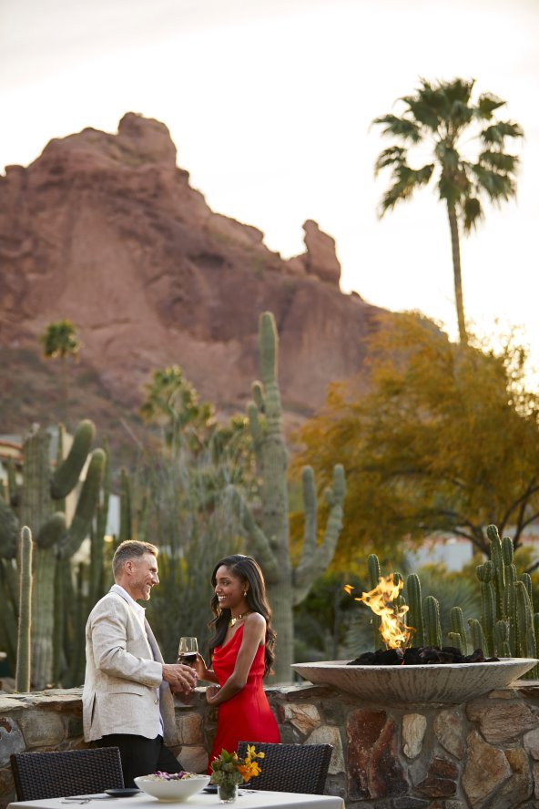 Couple dining on elements deck