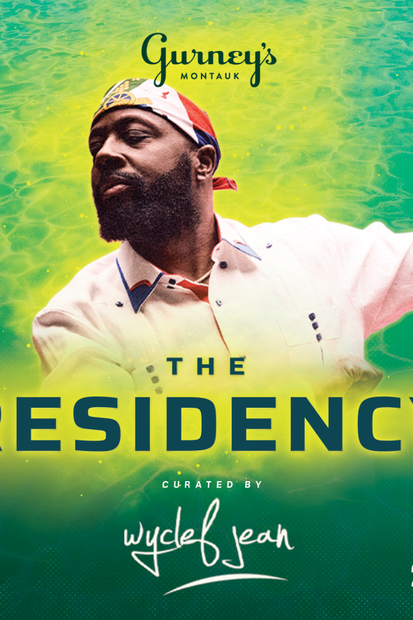 Man in colorful attire with a hat, set against a green background with "The Residency" in bold text. Event dates: July 24-26.