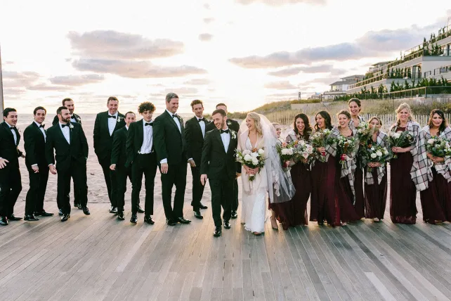 wedding party on beach