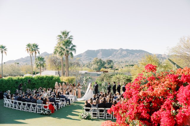 Wedding ceremony on Sanctuary's Paradise Views Lawn.