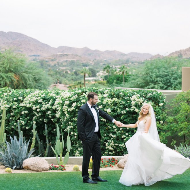 Couple dancing on Paradise Views Wedding Lawn.