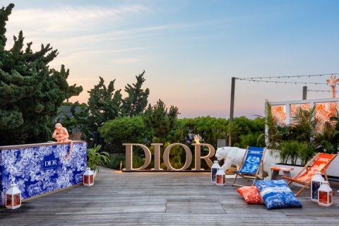 East Deck decorated with Dior furnishings and artwork.