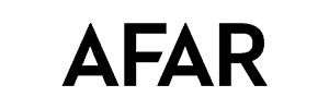 Stylized black logo with letters "AFAR."