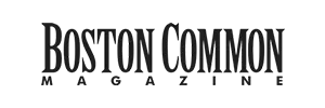 "Boston Common Magazine" logo in black serif text.