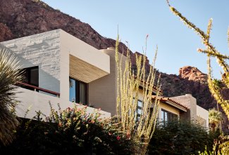 Camelback Casita exterior nestled into the side of Camelback Mountain.