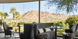 View from jade bar lounge area with floor to ceiling windows.