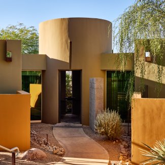 Southwestern designed exterior entry of spa casitas and suites.