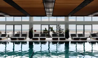 Seawater Spa indoor saltwater pool with ocean view.
